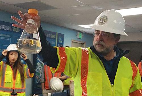 A teacher talks about water in the classroom